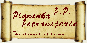 Planinka Petronijević vizit kartica